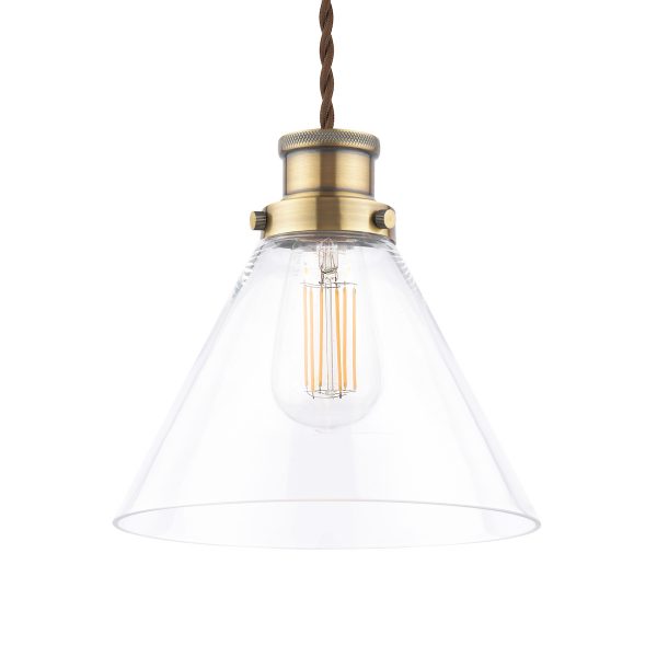 Laura Ashley Isaac Easy Fit Pendant Antique Brass and Glass - Image 2