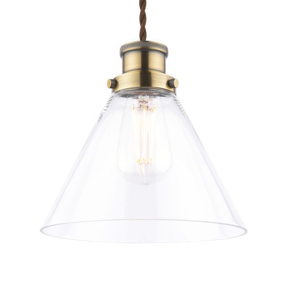 Laura Ashley Isaac Easy Fit Pendant Antique Brass and Glass - Image 3