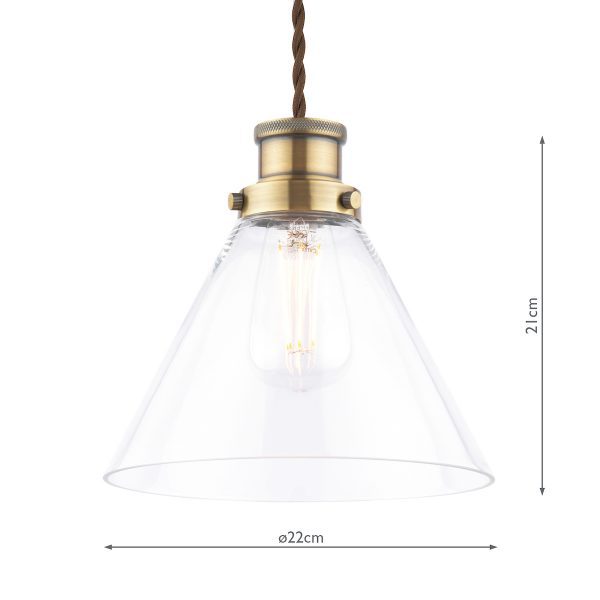 Laura Ashley Isaac Easy Fit Pendant Antique Brass and Glass - Image 6