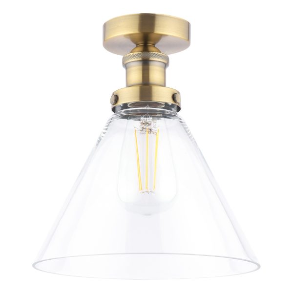 Laura Ashley Isaac Semi-Flush Antique Brass and Glass - Image 2