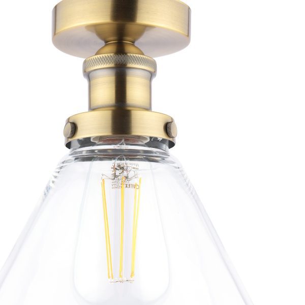 Laura Ashley Isaac Semi-Flush Antique Brass and Glass - Image 3