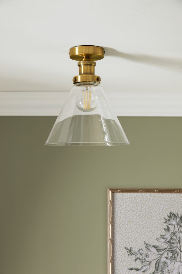 Laura Ashley Isaac Semi-Flush Antique Brass and Glass - Image 5