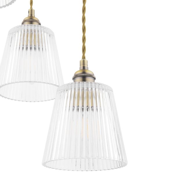 Laura Ashley Callaghan 3 Light Pendant Antique Brass and Glass - Image 3