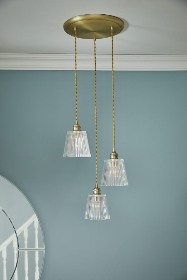 Laura Ashley Callaghan 3 Light Pendant Antique Brass and Glass - Image 5