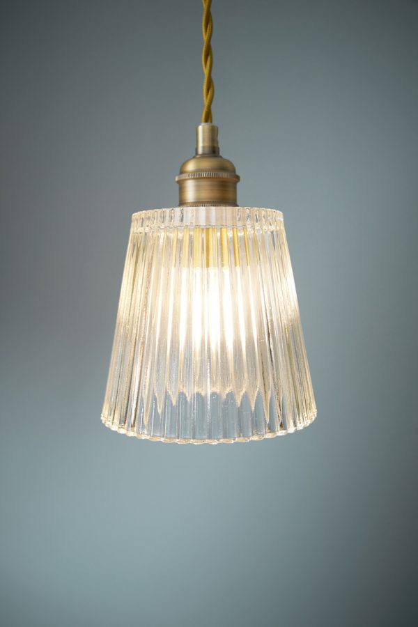 Laura Ashley Callaghan 3 Light Pendant Antique Brass and Glass - Image 6
