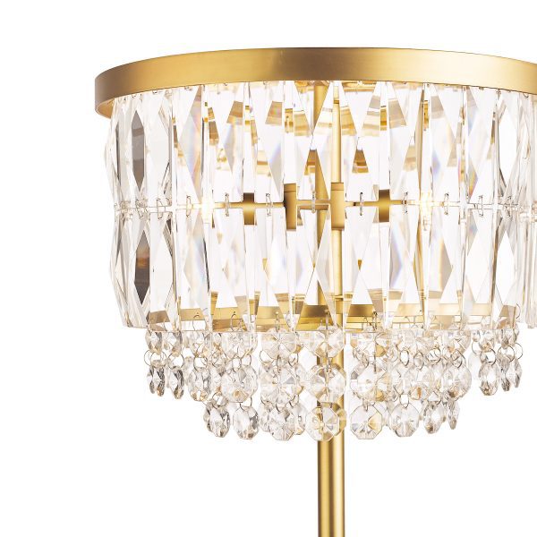 Laura Ashley Rhosill 3 Light Floor Lamp Crystal and Matt Antique Brass - Image 3