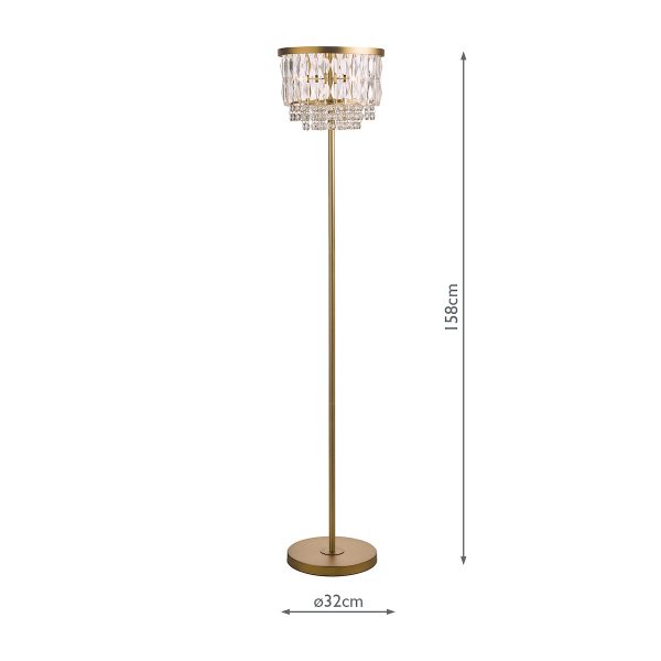 Laura Ashley Rhosill 3 Light Floor Lamp Crystal and Matt Antique Brass - Image 5
