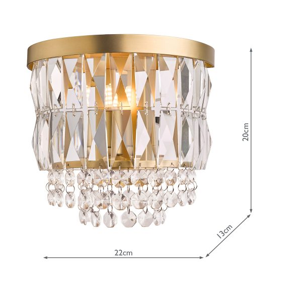 Laura Ashley Rhosill Wall Light Crystal and Matt Antique Brass - Image 5