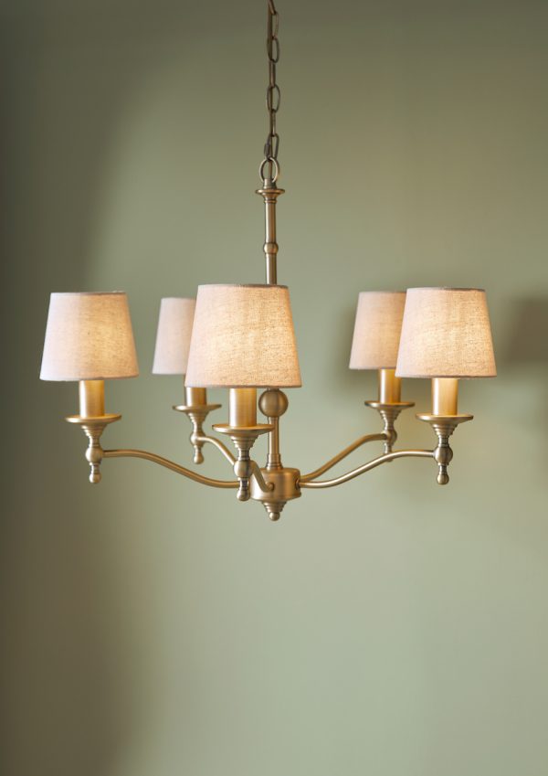 Laura Ashley Ludchurch 5 Light Armed Pendant Matt Antique Brass Fitting Only - Image 6