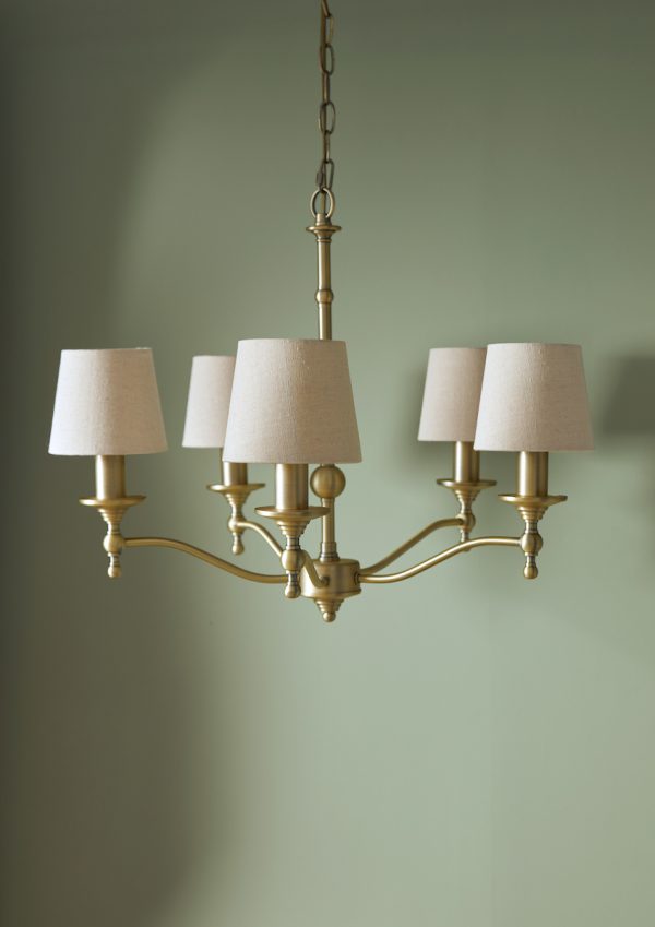 Laura Ashley Ludchurch 5 Light Armed Pendant Matt Antique Brass Fitting Only - Image 7