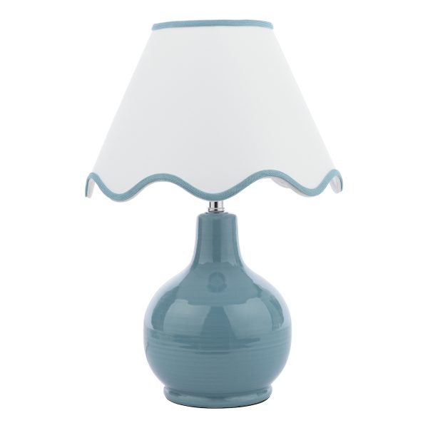 Laura Ashley Bramhope Table Lamp Blue Ceramic With Shade - Image 2