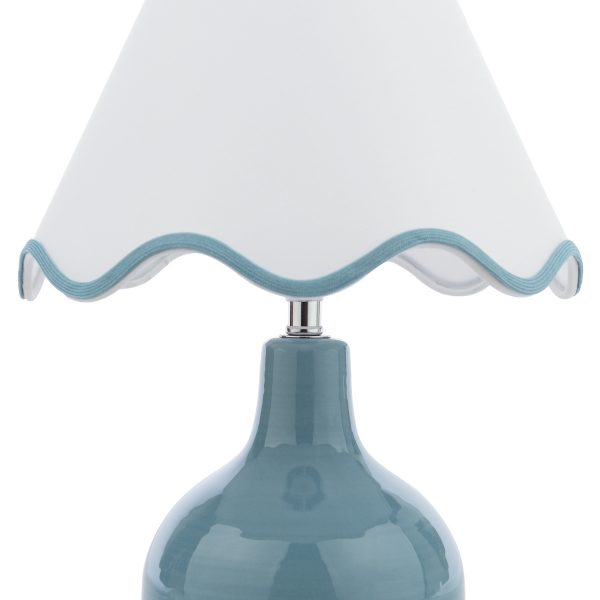 Laura Ashley Bramhope Table Lamp Blue Ceramic With Shade - Image 3