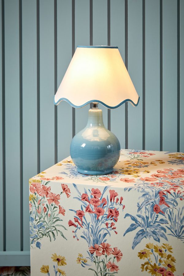 Laura Ashley Bramhope Table Lamp Blue Ceramic With Shade - Image 4