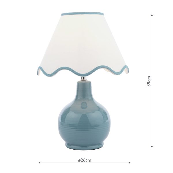 Laura Ashley Bramhope Table Lamp Blue Ceramic With Shade - Image 7