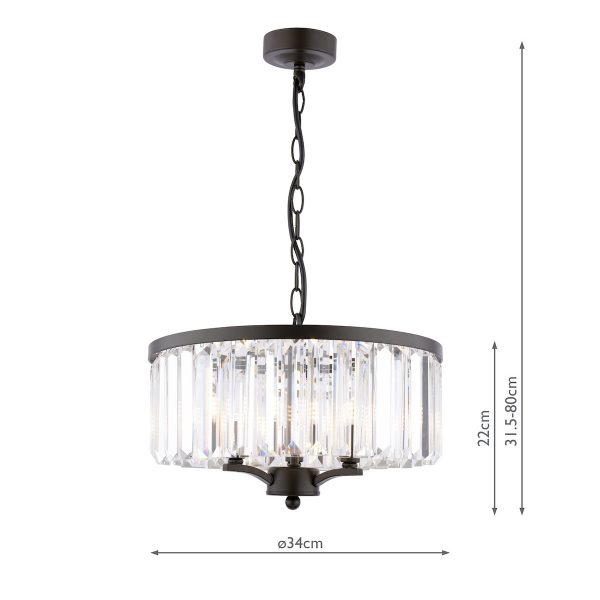 Laura Ashley Elkwood 3 Light Pendant Crystal and Black - Image 6