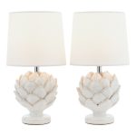 Laura Ashley Artichoke Twin Pack Table Lamp White With Shade