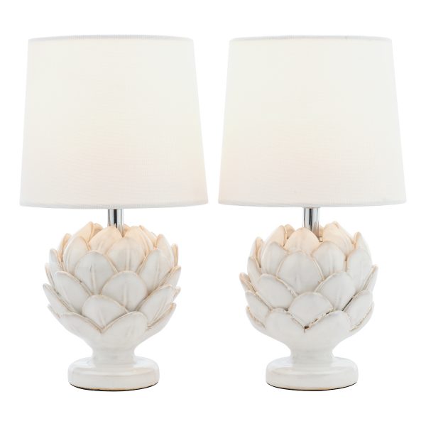 Laura Ashley Artichoke Twin Pack Table Lamp White With Shade