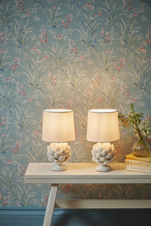 Laura Ashley Artichoke Twin Pack Table Lamp White With Shade - Image 4