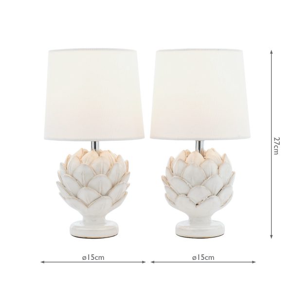 Laura Ashley Artichoke Twin Pack Table Lamp White With Shade - Image 6