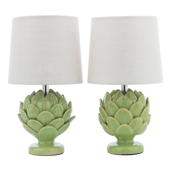 Laura Ashley Artichoke Twin Pack Table Lamp Green With Shade - Image 2