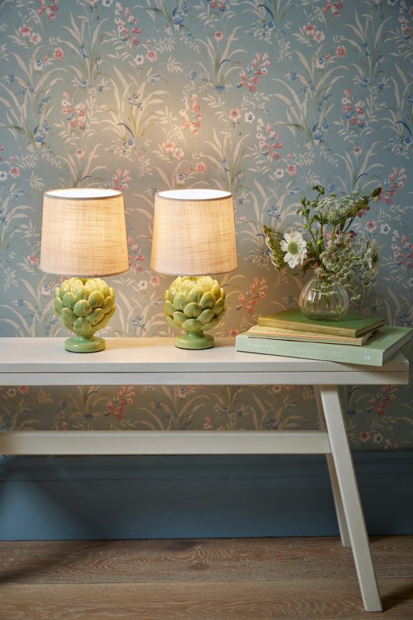 Laura Ashley Artichoke Twin Pack Table Lamp Green With Shade - Image 4