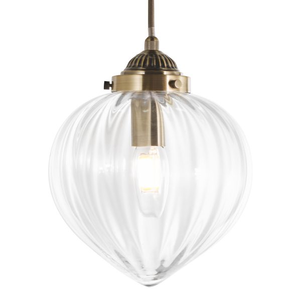 Laura Ashley Whitham Pendant Antique Brass and Glass - Image 3