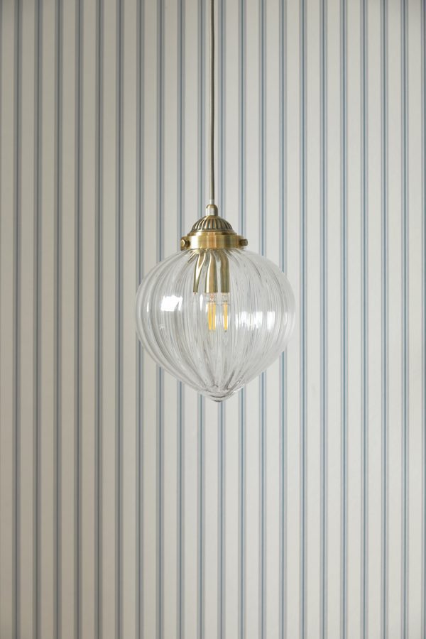 Laura Ashley Whitham Pendant Antique Brass and Glass - Image 5