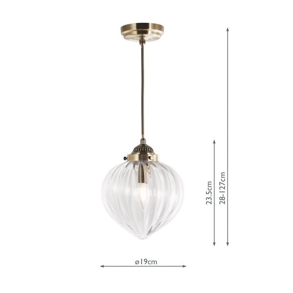Laura Ashley Whitham Pendant Antique Brass and Glass - Image 6