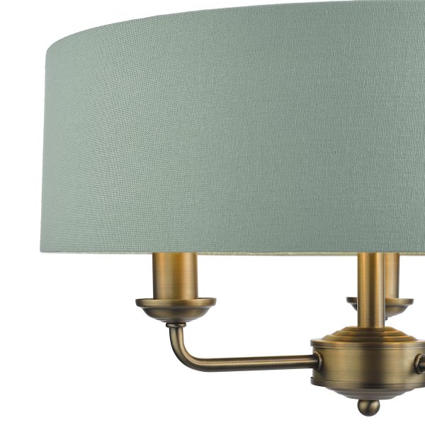 Laura Ashley Sorrento 3 Light Shadelier Matt Antique Brass and Green With Shade - Image 3