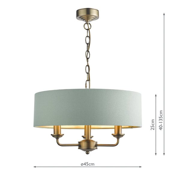Laura Ashley Sorrento 3 Light Shadelier Matt Antique Brass and Green With Shade - Image 7