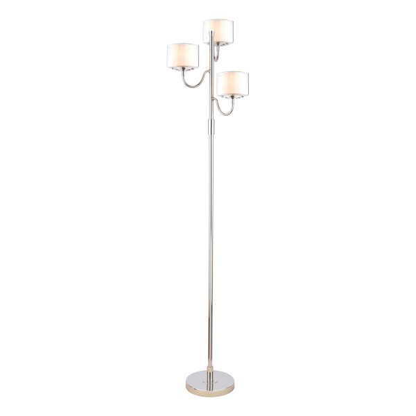 Laura Ashley Southwell 3 Light Floor Lamp Polished Nickel and Opal Glass