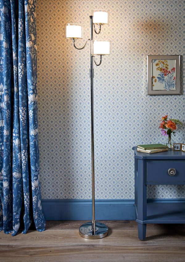 Laura Ashley Southwell 3 Light Floor Lamp Polished Nickel and Opal Glass - Image 4