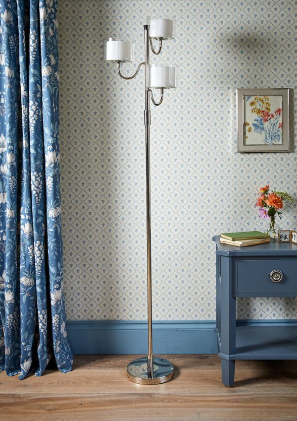 Laura Ashley Southwell 3 Light Floor Lamp Polished Nickel and Opal Glass - Image 5
