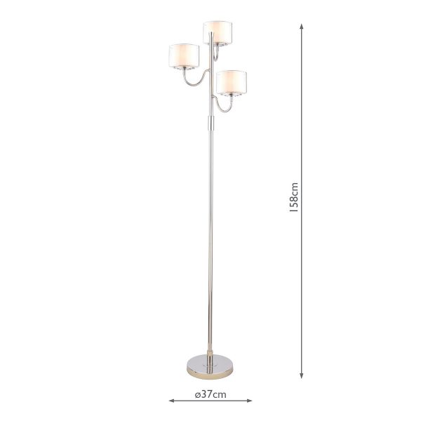 Laura Ashley Southwell 3 Light Floor Lamp Polished Nickel and Opal Glass - Image 6