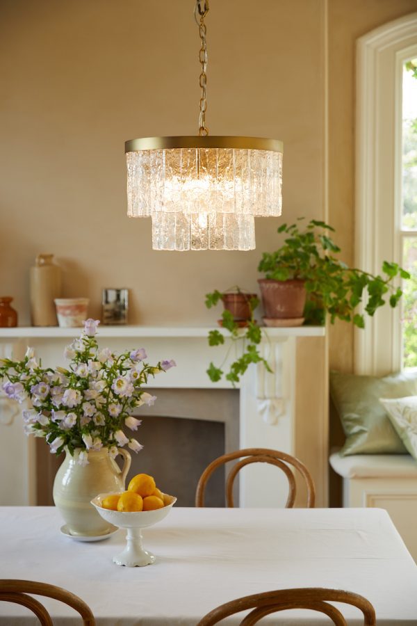 Laura Ashley Durnsford 4 Light Pendant Matt Antique Brass and Glass - Image 4