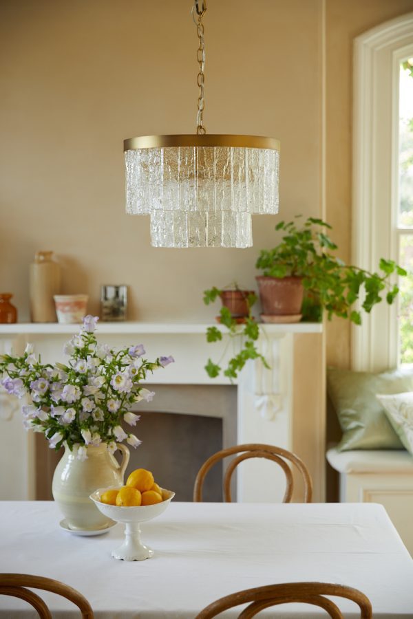 Laura Ashley Durnsford 4 Light Pendant Matt Antique Brass and Glass - Image 5
