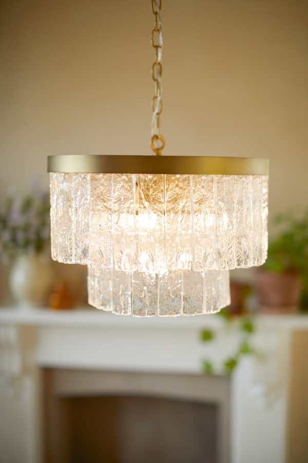 Laura Ashley Durnsford 4 Light Pendant Matt Antique Brass and Glass - Image 6