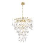 Laura Ashley Willow 4 Light Pendant Satin Champagne and Crystal