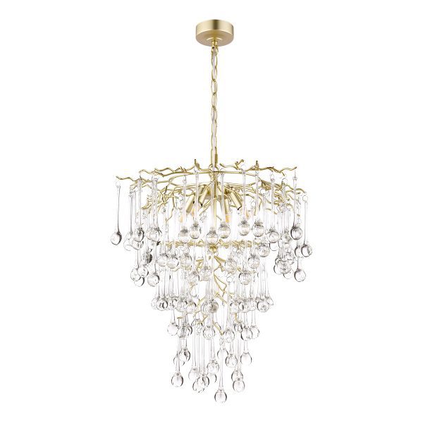 Laura Ashley Willow 4 Light Pendant Satin Champagne and Crystal - Image 2