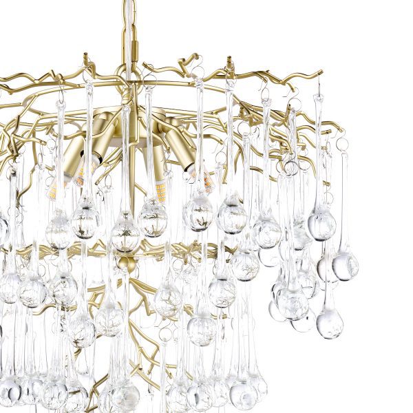 Laura Ashley Willow 4 Light Pendant Satin Champagne and Crystal - Image 3