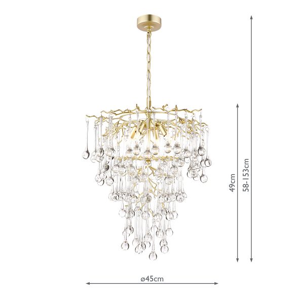 Laura Ashley Willow 4 Light Pendant Satin Champagne and Crystal - Image 7