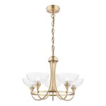 Laura Ashley Wellham 5 Light Armed Pendant Antique Brass and Glass
