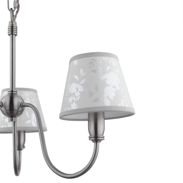 Laura Ashley Westbourne 3 Light Armed Pendant Polished Pewter With Shade - Image 3