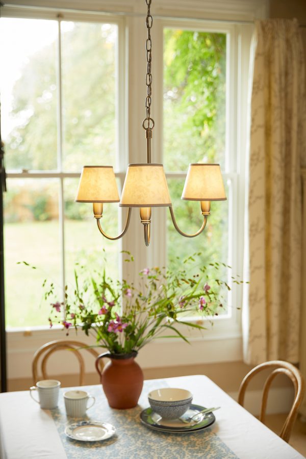 Laura Ashley Westbourne 3 Light Armed Pendant Polished Pewter With Shade - Image 4