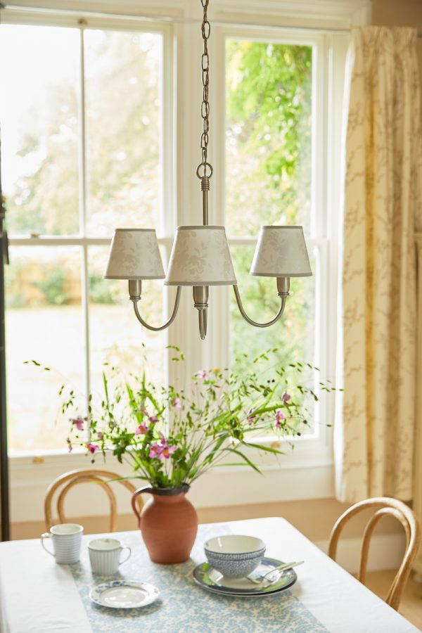 Laura Ashley Westbourne 3 Light Armed Pendant Polished Pewter With Shade - Image 5