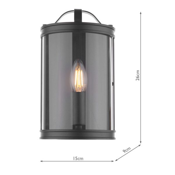Laura Ashley Harrington Wall Light Matt Black and Glass - Image 9