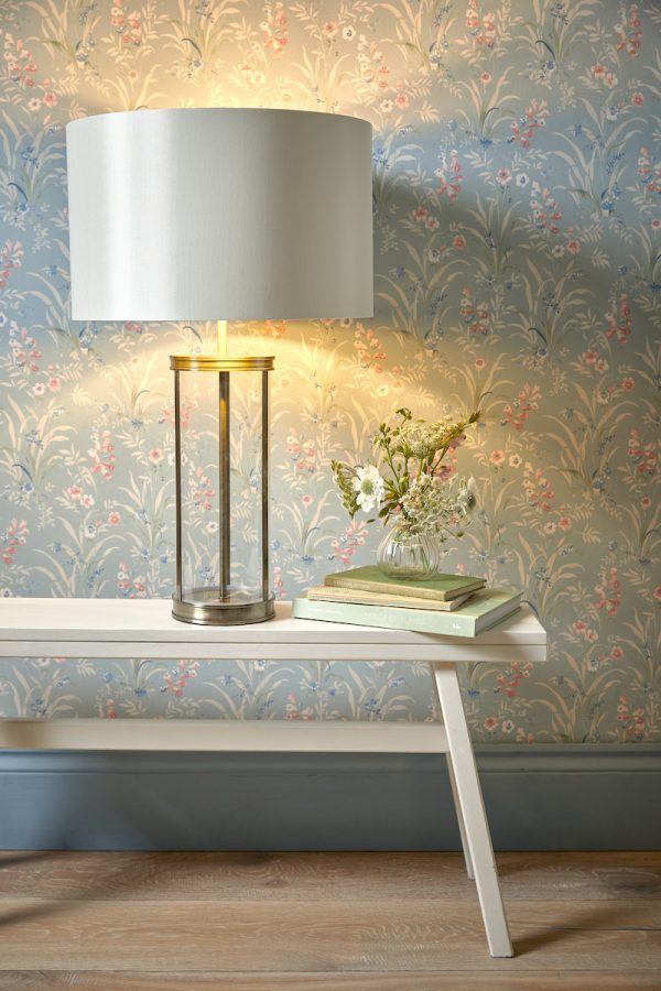 Laura Ashley Harrington Large Table Lamp Antique Brass and Glass With Shade - Image 4