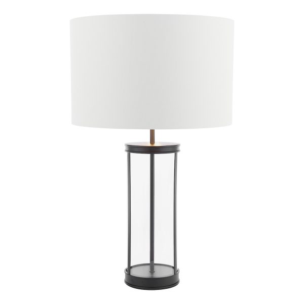 Laura Ashley Harrington Large Table Lamp Matt Black and Glass With Shade