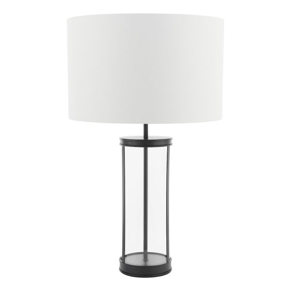 Laura Ashley Harrington Large Table Lamp Matt Black and Glass With Shade - Image 2