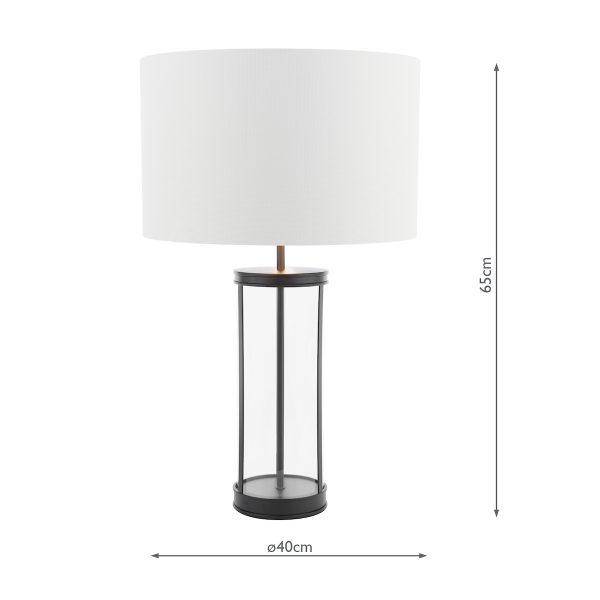 Laura Ashley Harrington Large Table Lamp Matt Black and Glass With Shade - Image 6